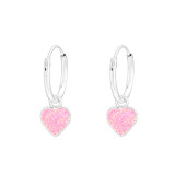 Hanging Heart - 925 Sterling Silver Kids Hoops SD41468