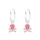 Hanging Skull - 925 Sterling Silver Kids Hoops SD41550