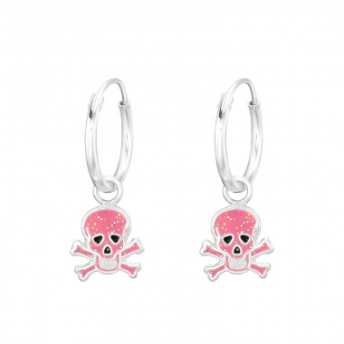 Hanging Skull - 925 Sterling Silver Kids Hoops SD41550