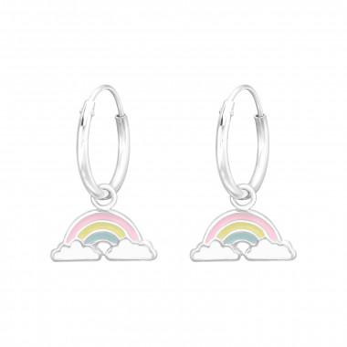 Hanging Rainbow - 925 Sterling Silver Kids Hoops SD41551