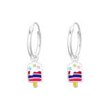 Hanging Ice Cream - 925 Sterling Silver Kids Hoops SD41553