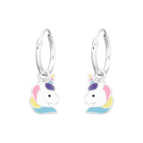Hanging Unicorn - 925 Sterling Silver Kids Hoops SD41557