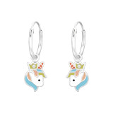 Hanging Unicorn - 925 Sterling Silver Kids Hoops SD41558