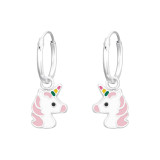 Hanging Unicorn - 925 Sterling Silver Kids Hoops SD41560