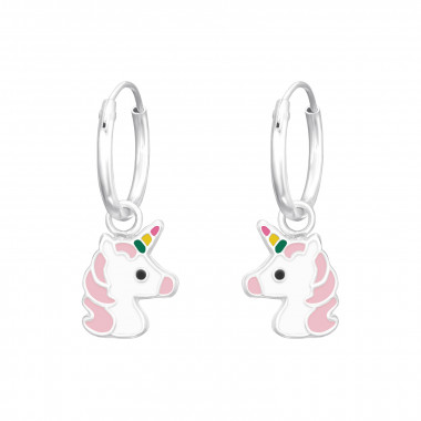 Hanging Unicorn - 925 Sterling Silver Kids Hoops SD41560