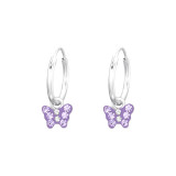 Hanging Butterfly - 925 Sterling Silver Kids Hoops SD41568