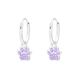 Hanging Paw Print - 925 Sterling Silver Kids Hoops SD41574