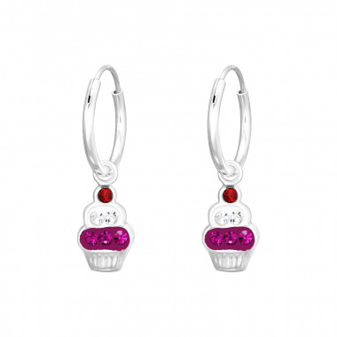 Hanging Cupcake - 925 Sterling Silver Kids Hoops SD41578