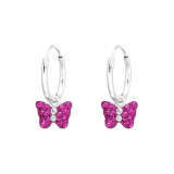 Hanging Butterfly - 925 Sterling Silver Kids Hoops SD41580