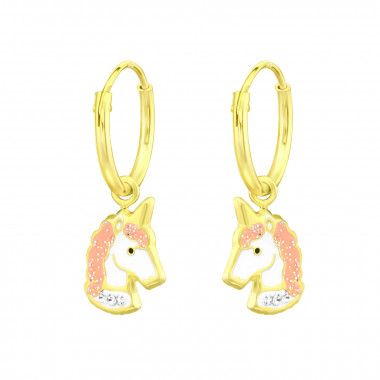 Hanging Unicorn - 925 Sterling Silver Kids Hoops SD42086