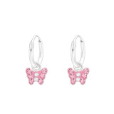 Hanging Butterfly - 925 Sterling Silver Kids Hoops SD43030