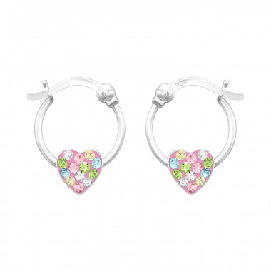 Heart - 925 Sterling Silver Kids Hoops SD43086