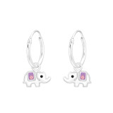 Hanging Elephant - 925 Sterling Silver Kids Hoops SD43199