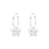 Hanging Butterfly - 925 Sterling Silver Kids Hoops SD43200