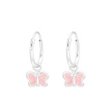 Hanging Butterfly - 925 Sterling Silver Kids Hoops SD43444