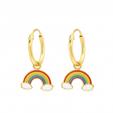 Hanging Rainbow - 925 Sterling Silver Kids Hoops SD43448