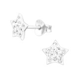 Star - 925 Sterling Silver Kids Ear Studs with Crystal SD12907