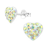 Heart - 925 Sterling Silver Kids Ear Studs with Crystal SD13689