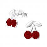 Cherry - 925 Sterling Silver Kids Ear Studs with Crystal SD14112 Cherry - 925 Sterling Silver Kids Ear Studs with Crystal SD14112