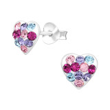 Heart - 925 Sterling Silver Kids Ear Studs with Crystal SD14657