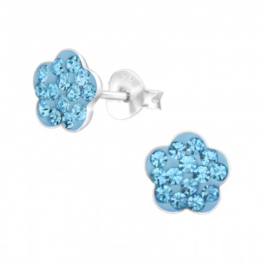 Flower - 925 Sterling Silver Kids Ear Studs with Crystal SD1505