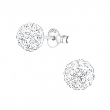 Round - 925 Sterling Silver Kids Ear Studs with Crystal SD1514