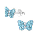 Butterfly - 925 Sterling Silver Kids Ear Studs with Crystal SD15260