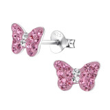 Butterfly - 925 Sterling Silver Kids Ear Studs with Crystal SD15261