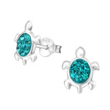 Turtle - 925 Sterling Silver Kids Ear Studs with Crystal SD16296