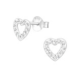 Heart - 925 Sterling Silver Kids Ear Studs with Crystal SD16525