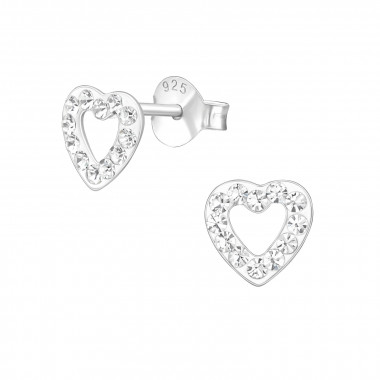 Heart - 925 Sterling Silver Kids Ear Studs with Crystal SD16525