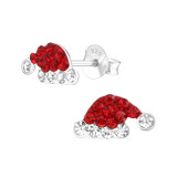 Christmas Hat - 925 Sterling Silver Kids Ear Studs with Crystal SD16657