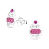 Cupcake - 925 Sterling Silver Kids Ear Studs with Crystal SD17654