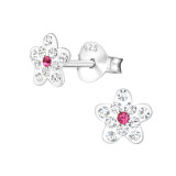 Flower - 925 Sterling Silver Kids Ear Studs with Crystal SD17827