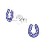 Horseshoe - 925 Sterling Silver Kids Ear Studs with Crystal SD18304