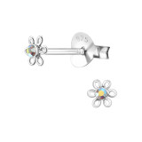 Flower - 925 Sterling Silver Kids Ear Studs with Crystal SD18369