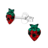 Strawberry - 925 Sterling Silver Kids Ear Studs with Crystal SD18775