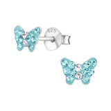 Butterfly - 925 Sterling Silver Kids Ear Studs with Crystal SD18813