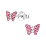 Butterfly - 925 Sterling Silver Kids Ear Studs with Crystal SD18814