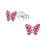Butterfly - 925 Sterling Silver Kids Ear Studs with Crystal SD18815