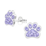 Foot Dog - 925 Sterling Silver Kids Ear Studs with Crystal SD18872
