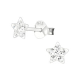 Star - 925 Sterling Silver Kids Ear Studs with Crystal SD19153