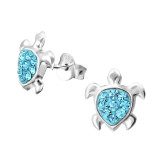 Turtle - 925 Sterling Silver Kids Ear Studs with Crystal SD19156