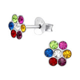 Flower - 925 Sterling Silver Kids Ear Studs with Crystal SD19630
