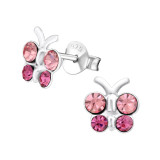 Butterfly - 925 Sterling Silver Kids Ear Studs with Crystal SD20049