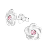 Flower - 925 Sterling Silver Kids Ear Studs with Crystal SD20285