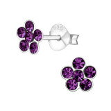 Flower - 925 Sterling Silver Kids Ear Studs with Crystal SD21830