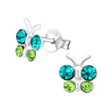 Butterfly - 925 Sterling Silver Kids Ear Studs with Crystal SD21833