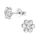Flower - 925 Sterling Silver Kids Ear Studs with Crystal SD21834