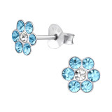 Flower - 925 Sterling Silver Kids Ear Studs with Crystal SD21835